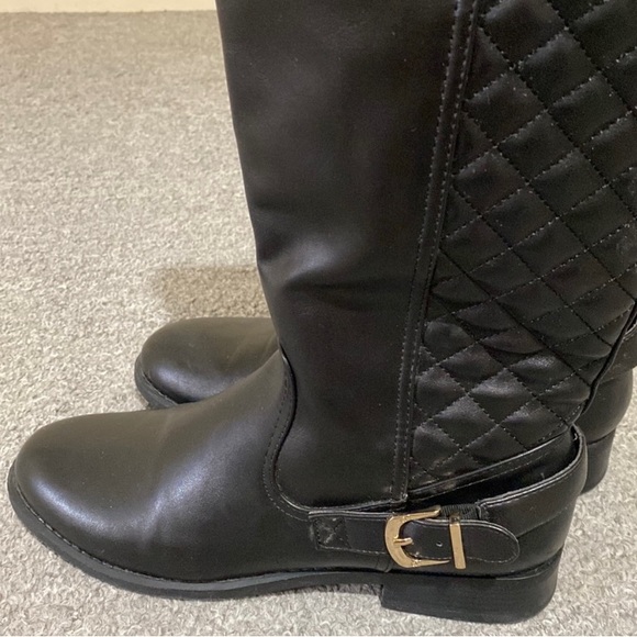 Black Quilted Knee High Winter Boots Women Size 9 - Picture 6 of 14